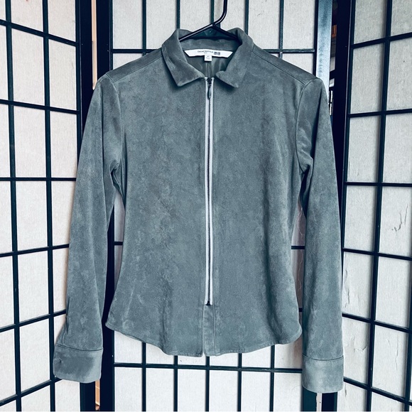 Carine Roitfeld uniqlo grey faux suede full zip jacket XS - Picture 1 of 7